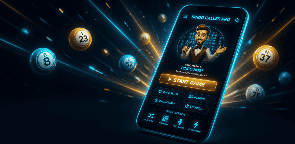 Bingo Caller Pro app interface